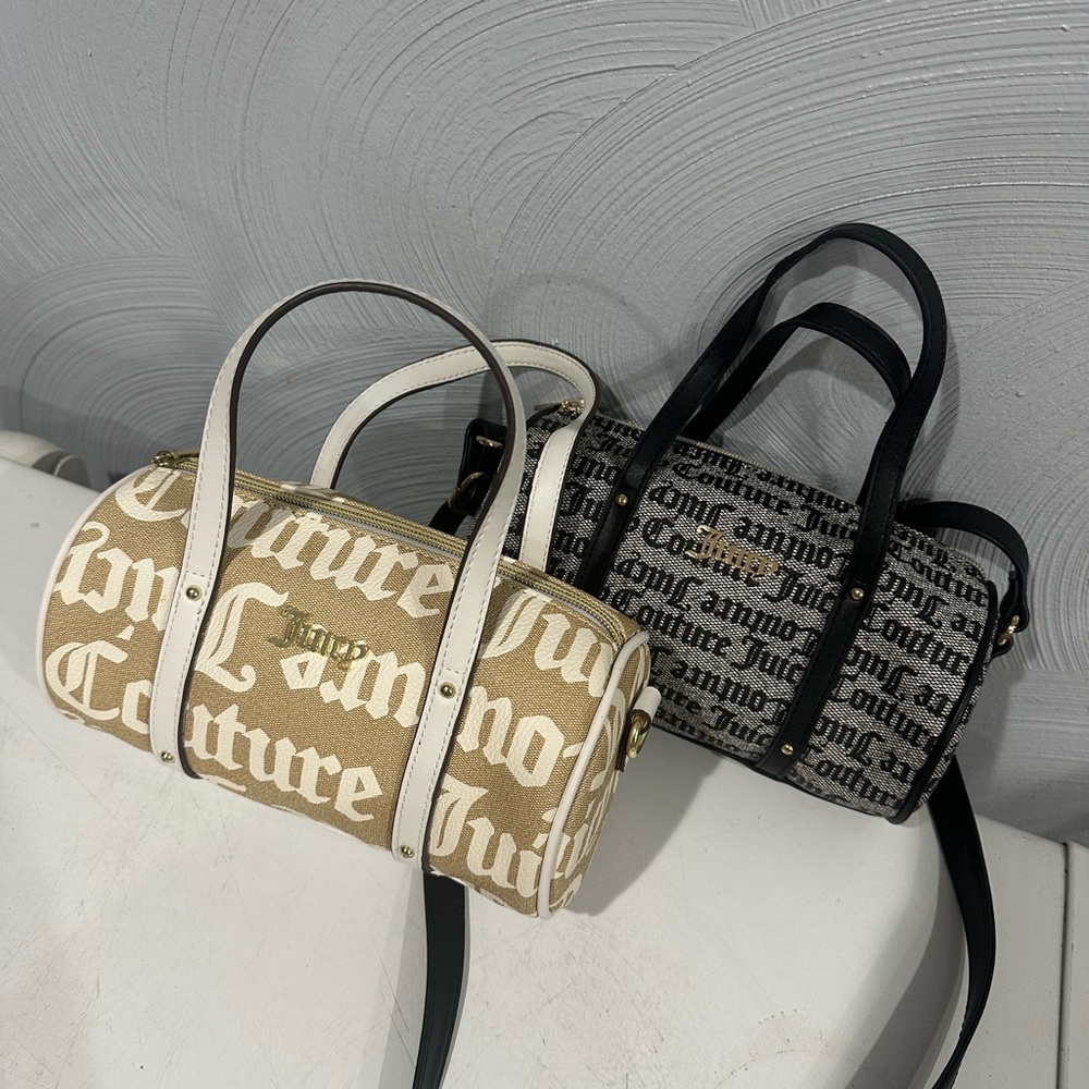 Juicy Couture Barrel Beige and Black Handbag Set/Bundle